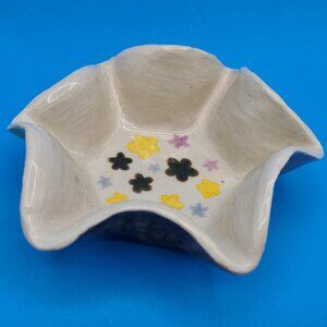 FINAL CLEARANCE Signed Art Pottery Fluted Trinket Dish IWS or SMI 5.75" Wide